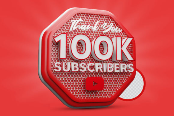 100K Subscribers 3D Render PSD Icon: A Visual Milestone for Modern Creators