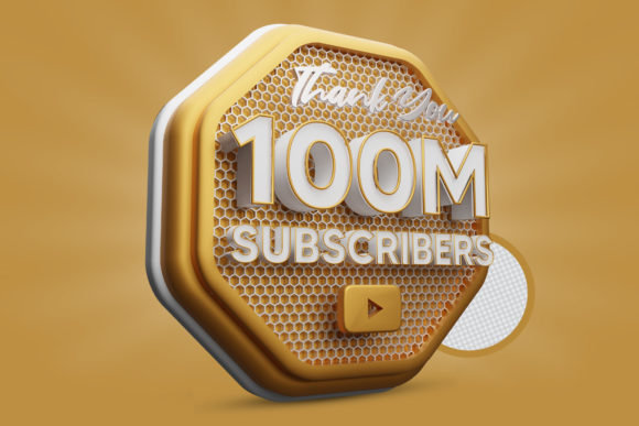 100M Subscribers 3D Render PSD Gold Icon: A Detailed Look at a Digital Milestone Asset