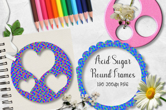 Acid Sugar Round Frames CU Clipart: A Design Asset for the Bold and the Curious
