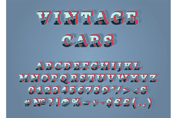 Capturing Chrome and Curves: The Vintage Cars Header Vintage Alphabet Set