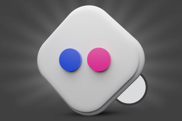 Flickr Icon 3D Render: Premium PSD Logo
