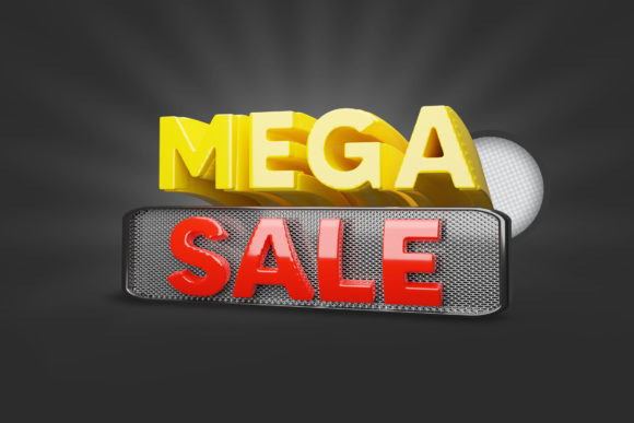 Mega Sale 3D Render PSD Icon Design
