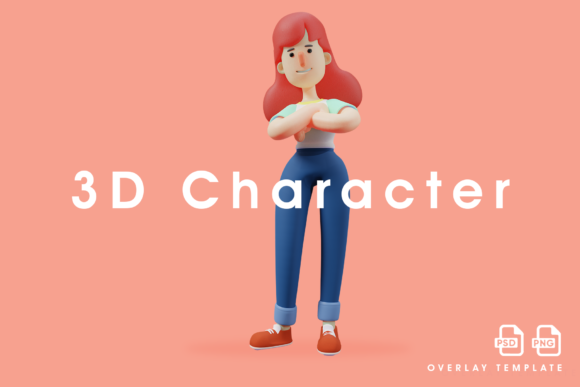 Smiley 3D Girl Design Folding Her Arms