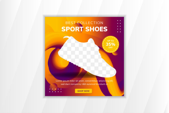 Sport Shoes Liquid Square Banner Orange: A Bold Visual Strategy for Modern Footwear Marketing