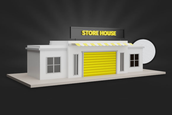 Store House 3D Render PSD Design: Crafting Visual Blueprints for Modern Storage Spaces