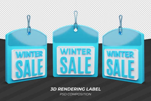 Winter Sale 3D Tag Label Design